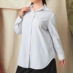 SHEIN striped button-down tunic blouse Size 2XL
